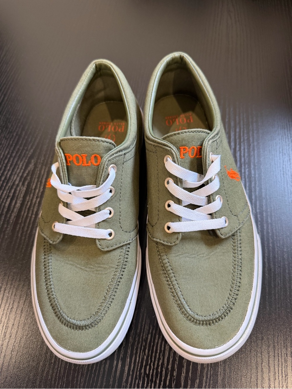 Polo by Ralph Lauren Men’s Olive Green Canvas Lace-Up Sneakers